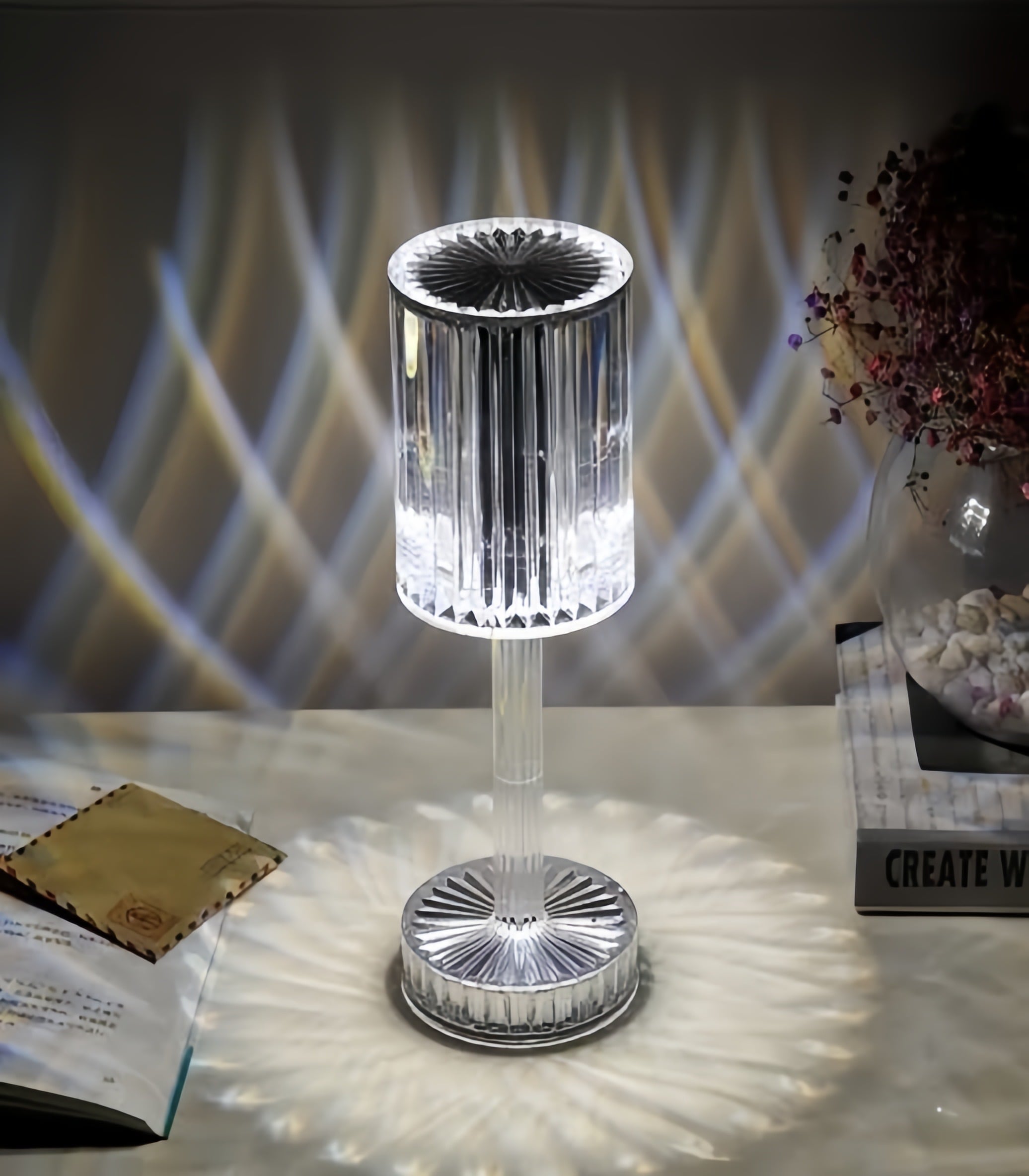 Diamond Table Lamp Crystal Touch Control ,USB Rechargeable